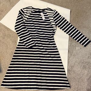 J. Crew Black and White Striped Long Sleeve Dress NWT